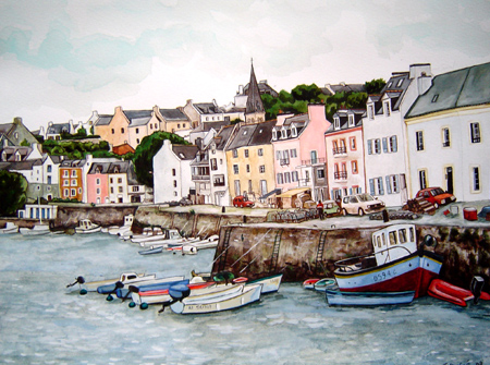 port de sauzon aquarelle sauzon