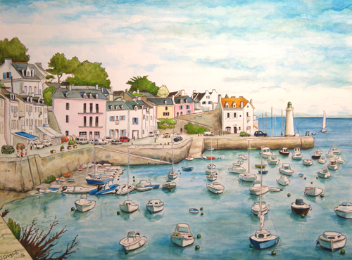 Sauzon aquarelle belle ile