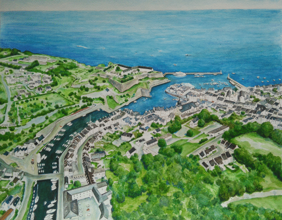 aquarelle belle ile le palais