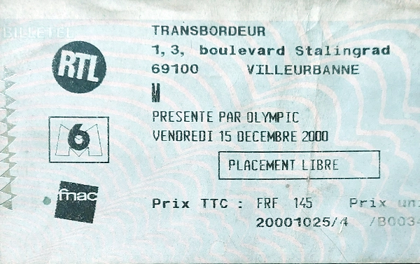 ticket matthieu chedid 2000