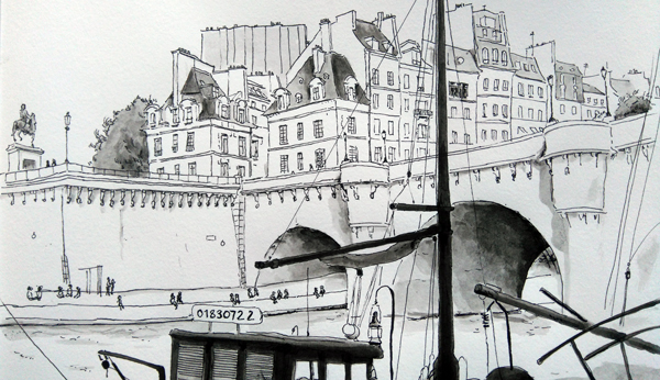 pont neuf croquis paris