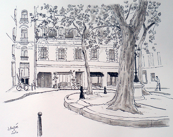 dessin paris place furstenberg
