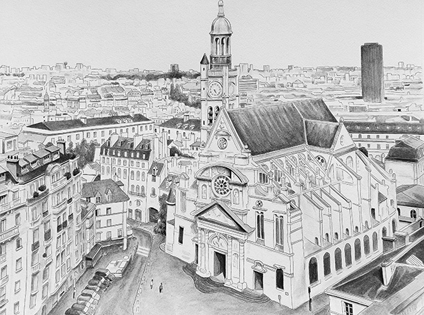 dessin saint etienne du mont paris