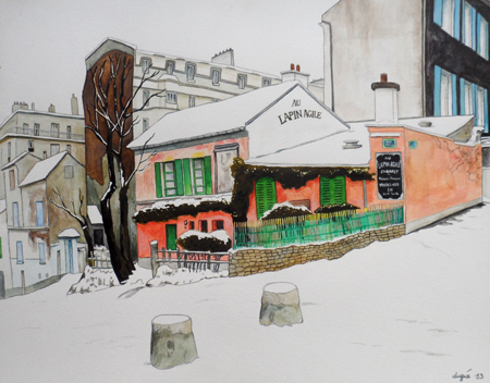 peinture lapin agile neige