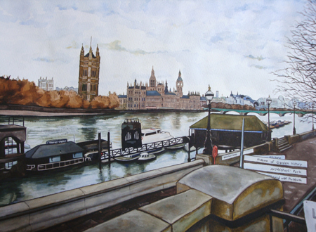 aquarelle pont lambeth londres