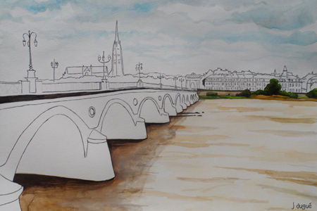 pont de pierre aquarelle aquarelle bordeaux pont de pierre